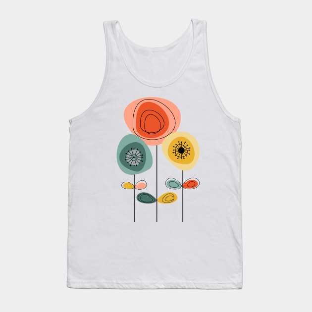 Mid Century Modern Flowers 1 Tank Top by Dream Print Designs